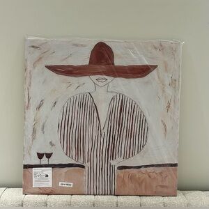 Abstract Woman in Hat Canvas Art Neutral Modern Painting